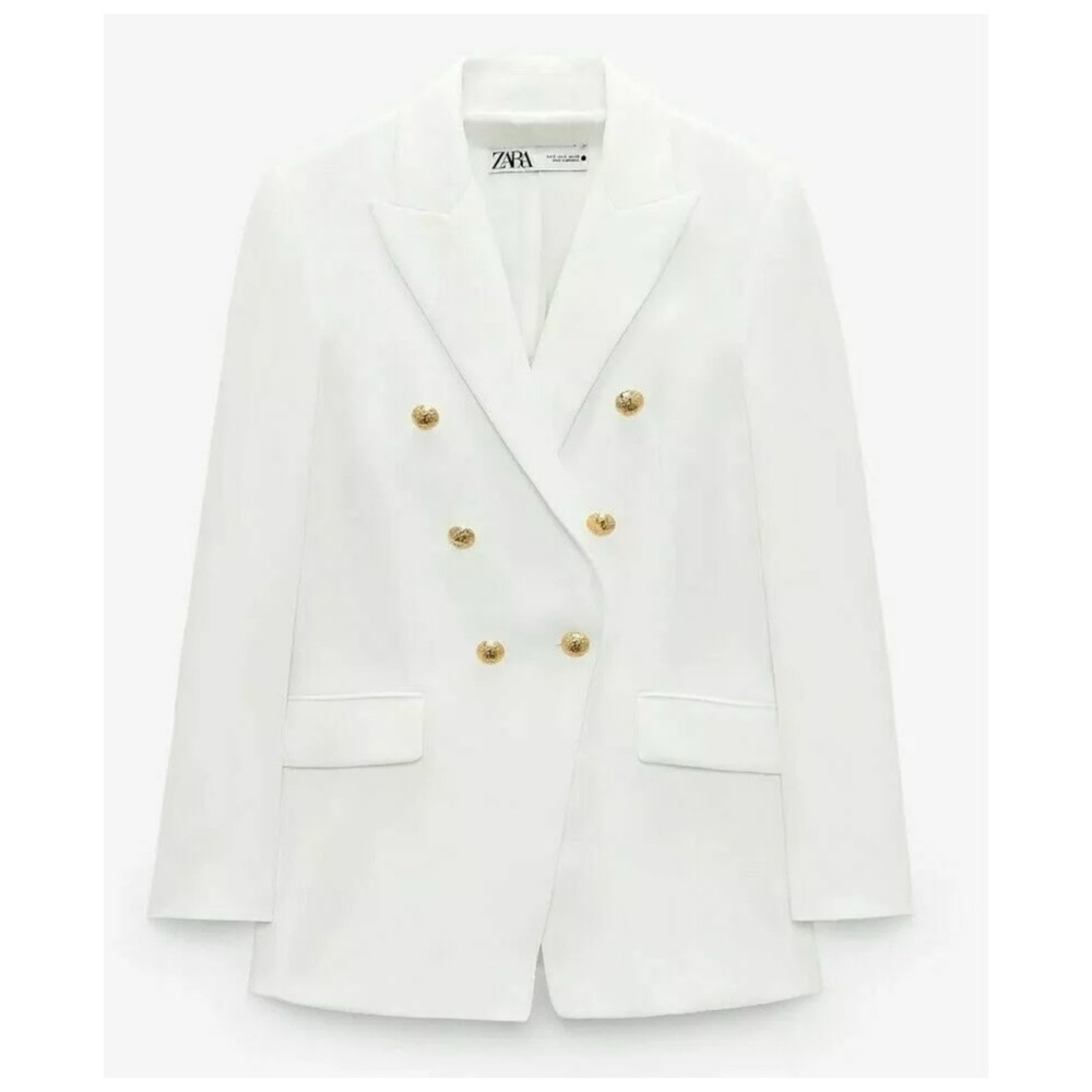 Zara Ivory Blazer with Gold Accents - Picture 2 of 14